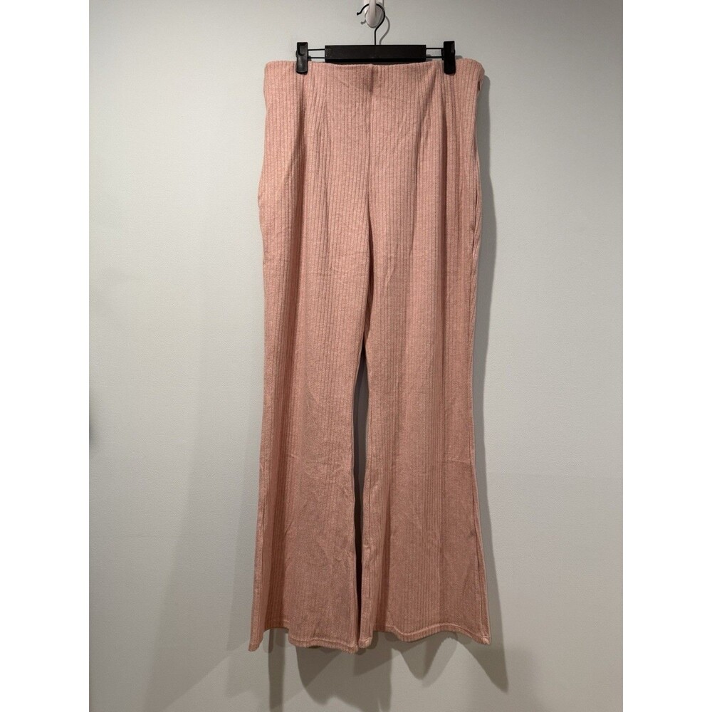 NWOT Halara Ribbed Knit High Rise Flare Pants Womens XL Pull On Stretch Travel